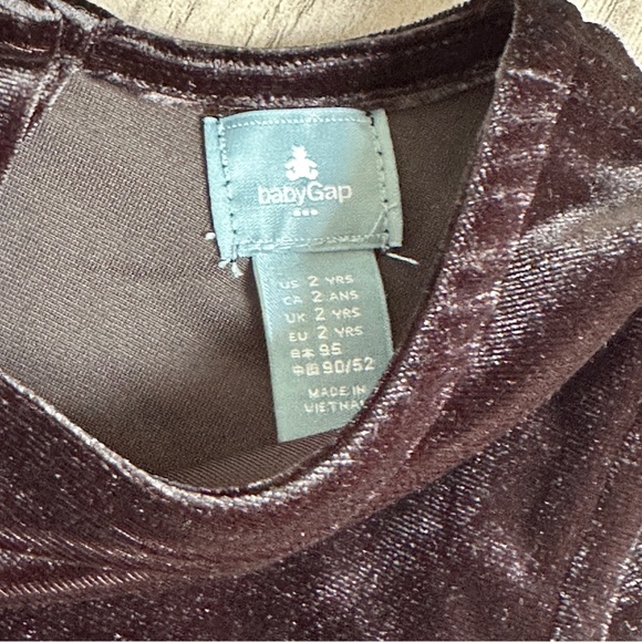 Baby Gap Black Velvet Party Holiday Dress With Gold Trim NWT Size 2 years - Picture 2 of 8